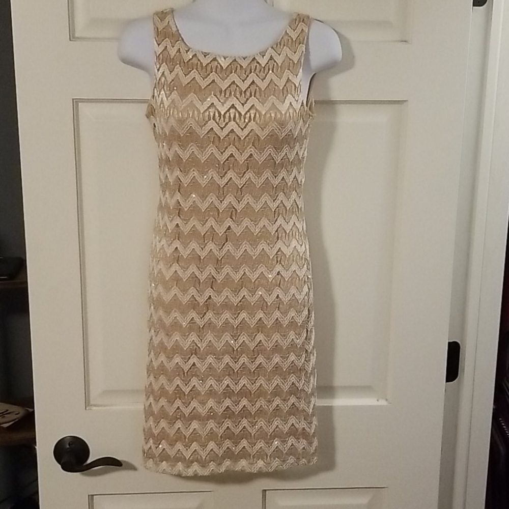 Champagne cowl back dress